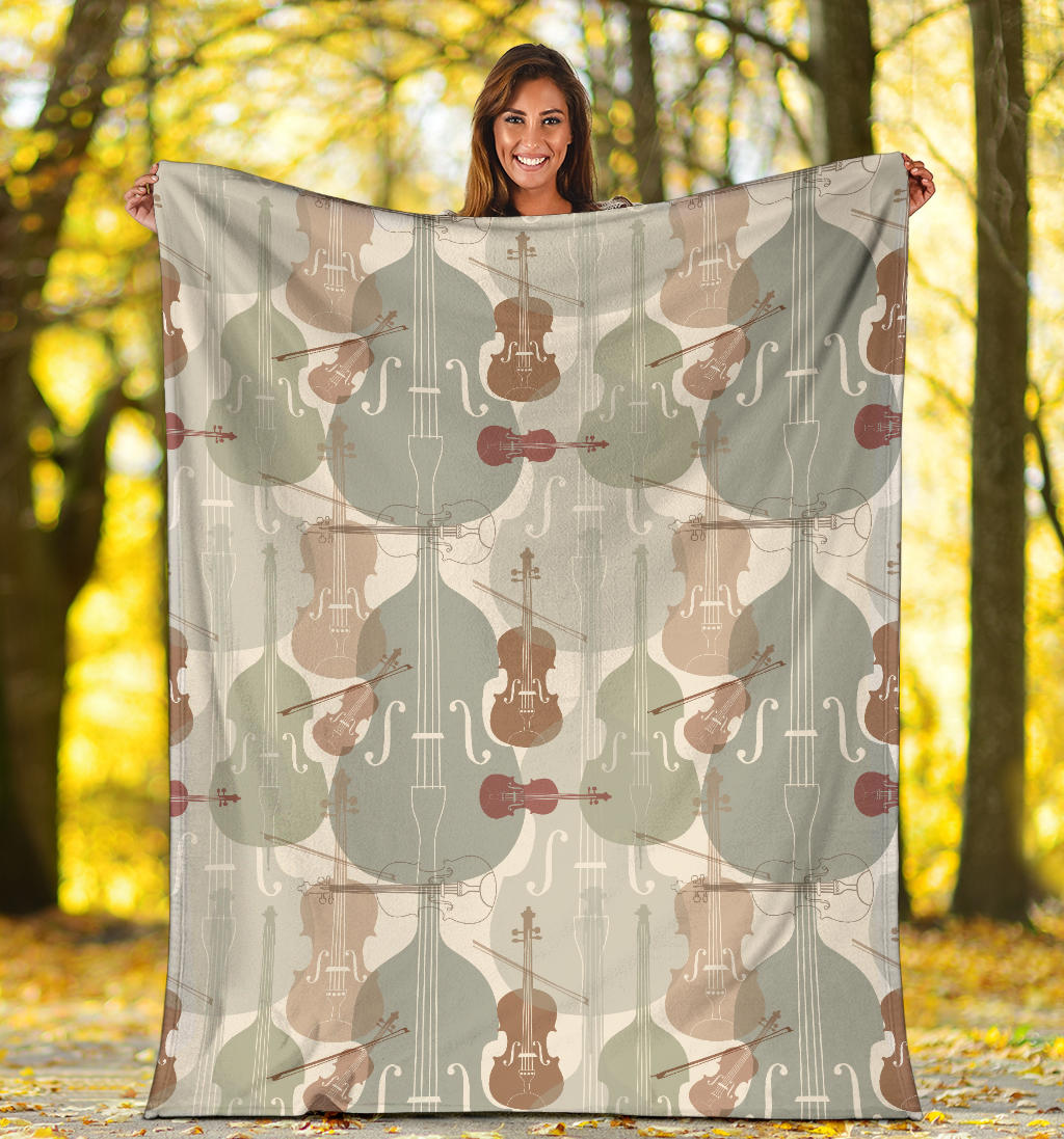 Violin Pattern Print Design 01 Premium Blanket