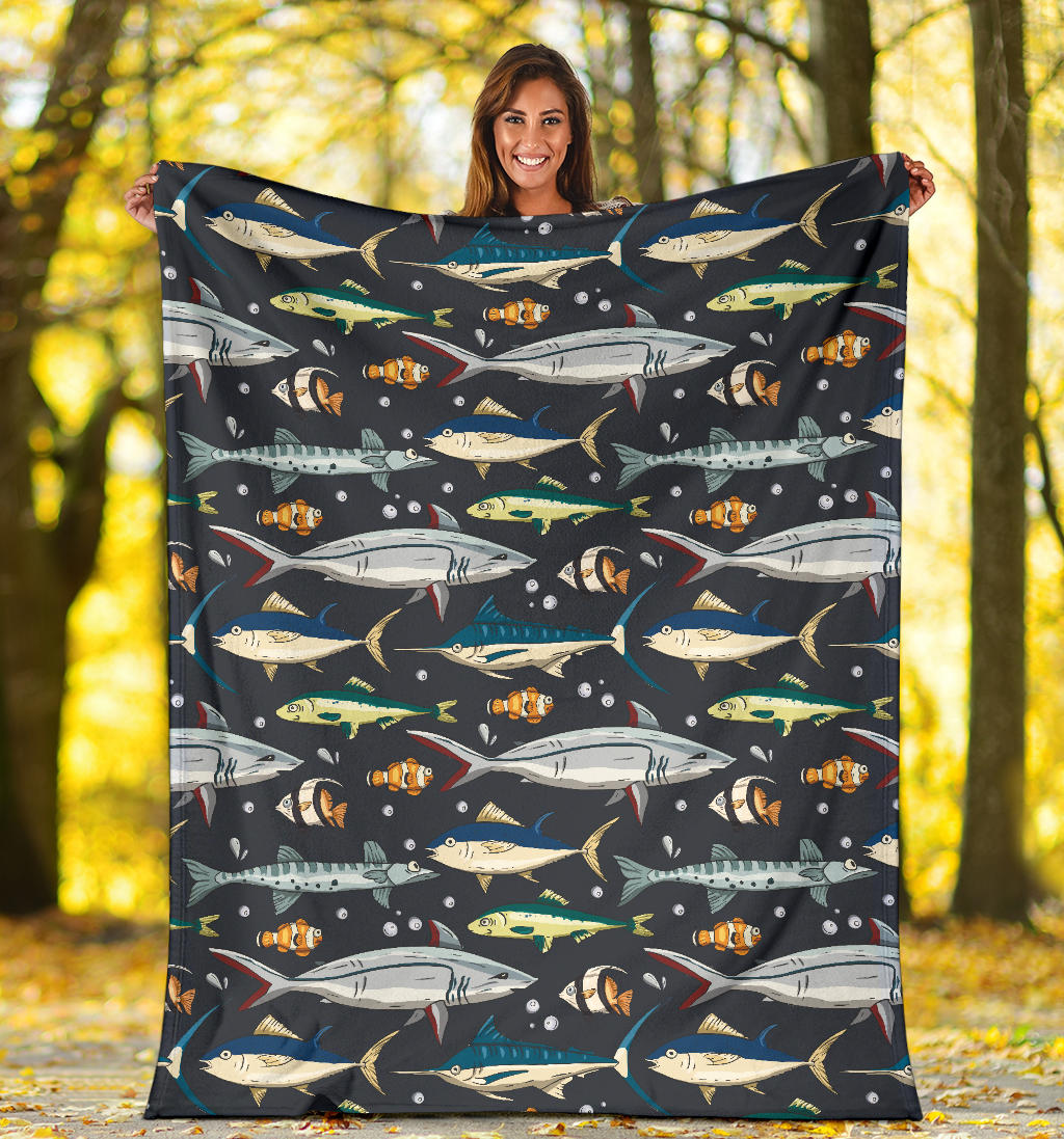 Swordfish Pattern Print Design 04 Premium Blanket