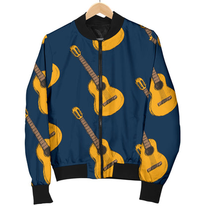 Acoustic Guitar Pattern Print Design 04 Men Bomber Jacket