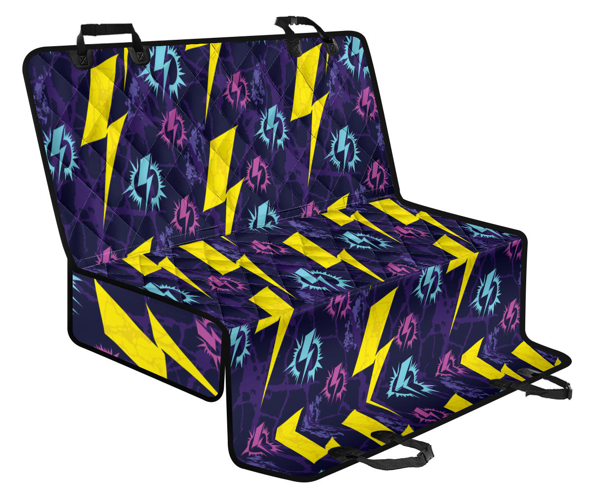 Lightning Thunder Pattern Print Design 01 Rear Dog Car Seat Cover Hammock