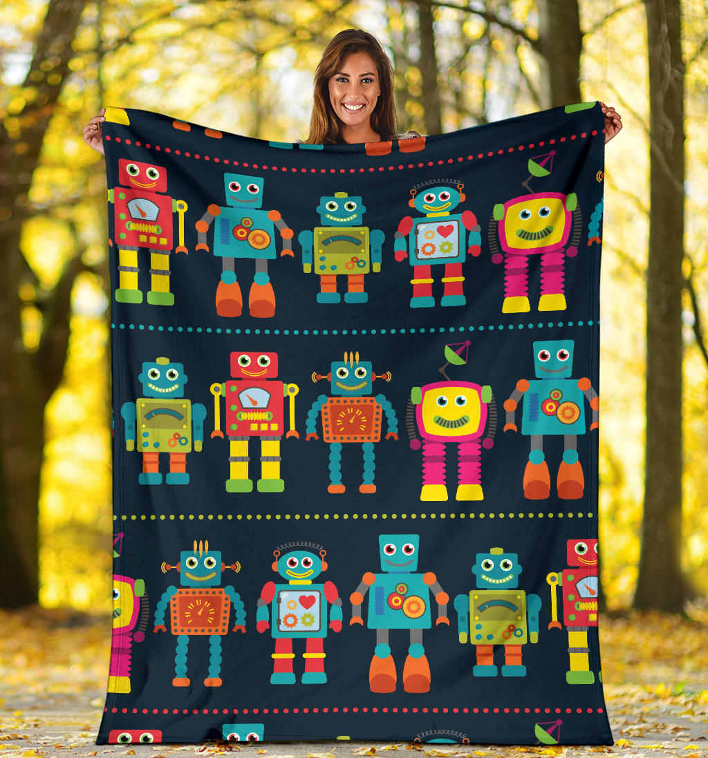 Robot Pattern Print Design A01 Premium Blanket