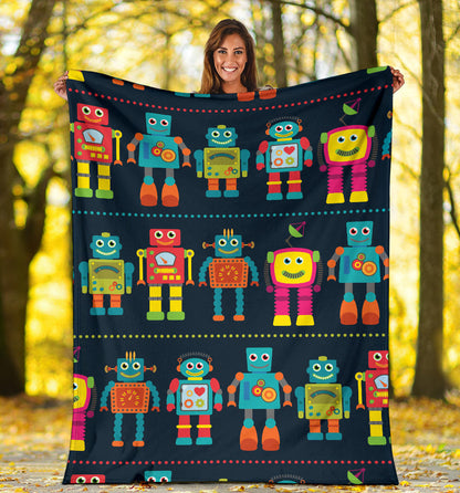 Robot Pattern Print Design A01 Premium Blanket