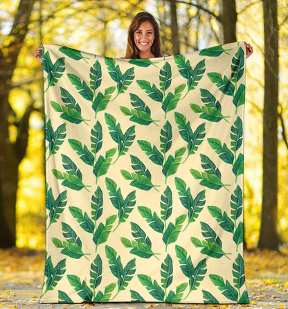 Banana Leaf Pattern Print Design 01 Premium Blanket