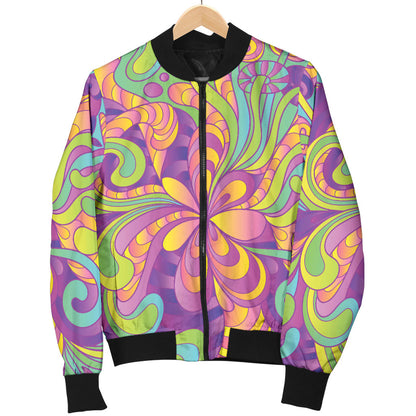 Psychedelic Mushroom Pattern Print Design A05 Men Bomber Jacket