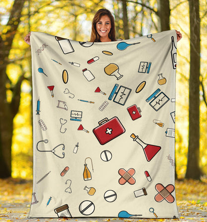 Nurse Pattern Print Design A04 Premium Blanket