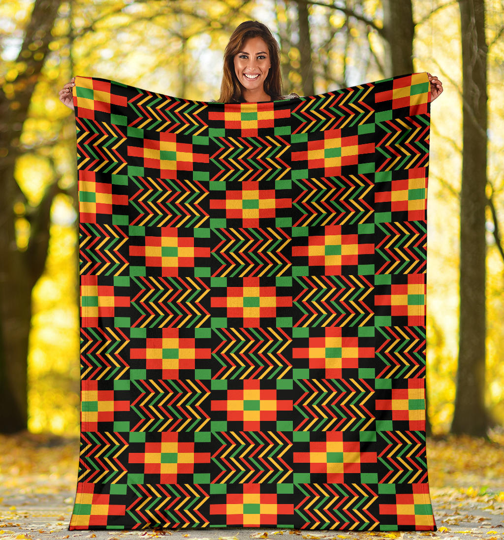 Kente Pattern Print Design 01 Premium Blanket