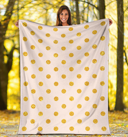 Polka Dot Gold Pink Pattern Print Design 01 Premium Blanket