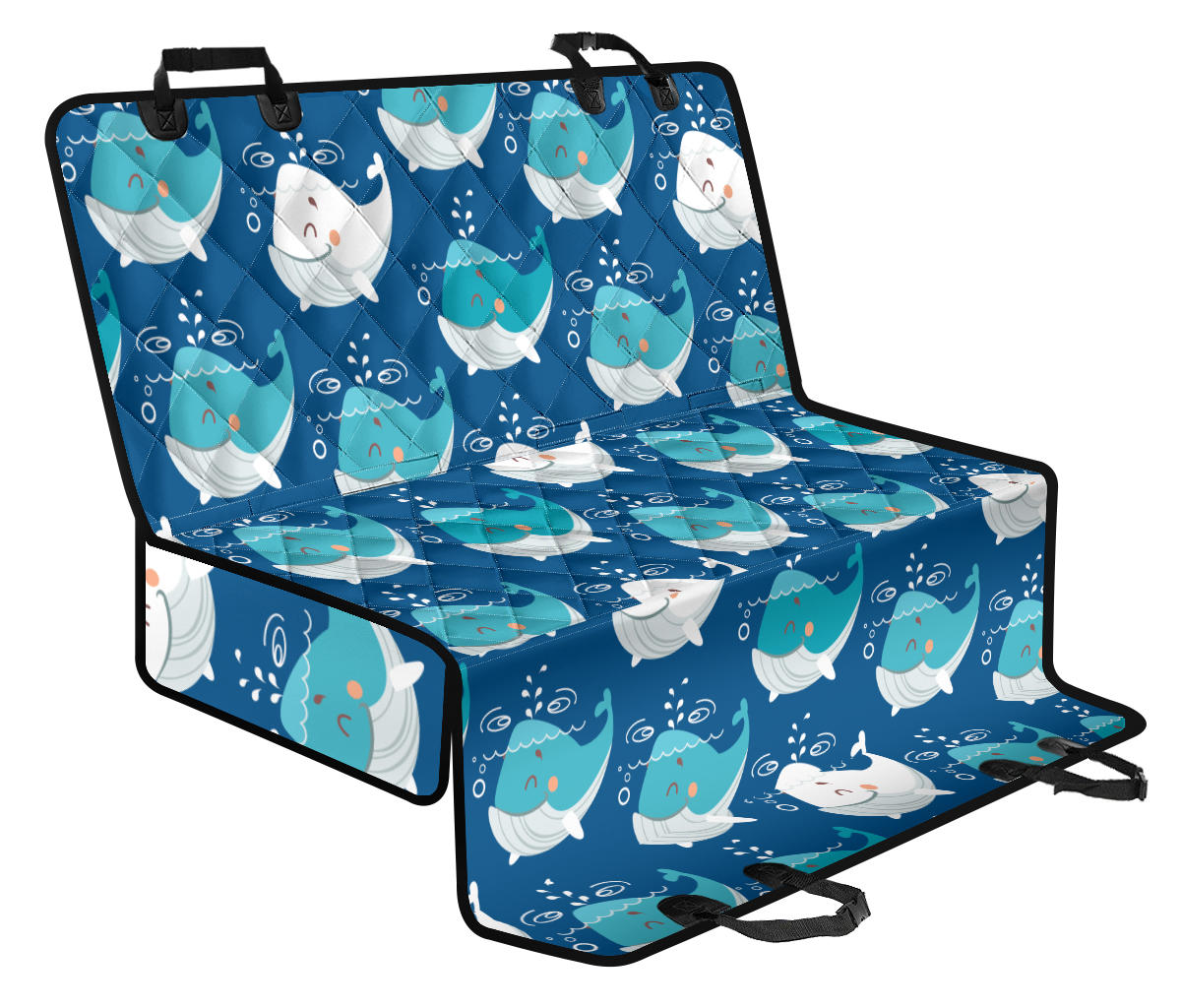 Blue Whale Pattern Print Design 01 Rear Dog Car Seat Cover Hammock