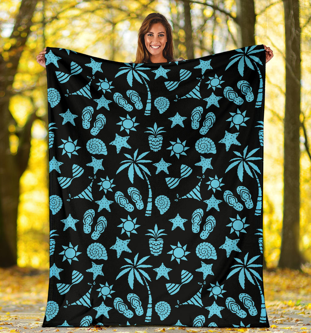 Beach Scene Pattern Print Design 03 Premium Blanket
