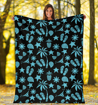 Beach Scene Pattern Print Design 03 Premium Blanket