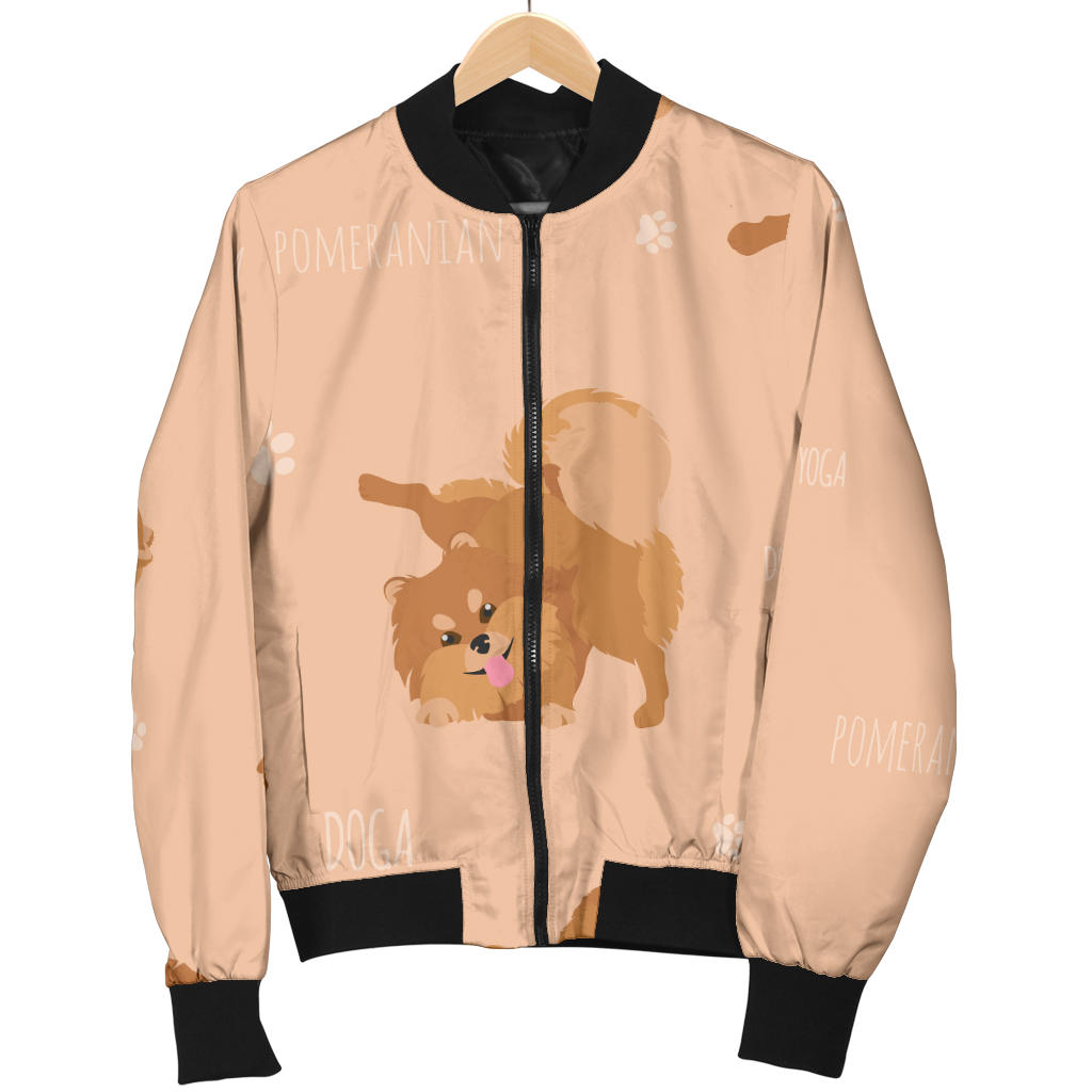 Pomeranians Pattern Print Design A06 Men Bomber Jacket