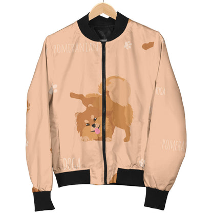 Pomeranians Pattern Print Design A06 Men Bomber Jacket
