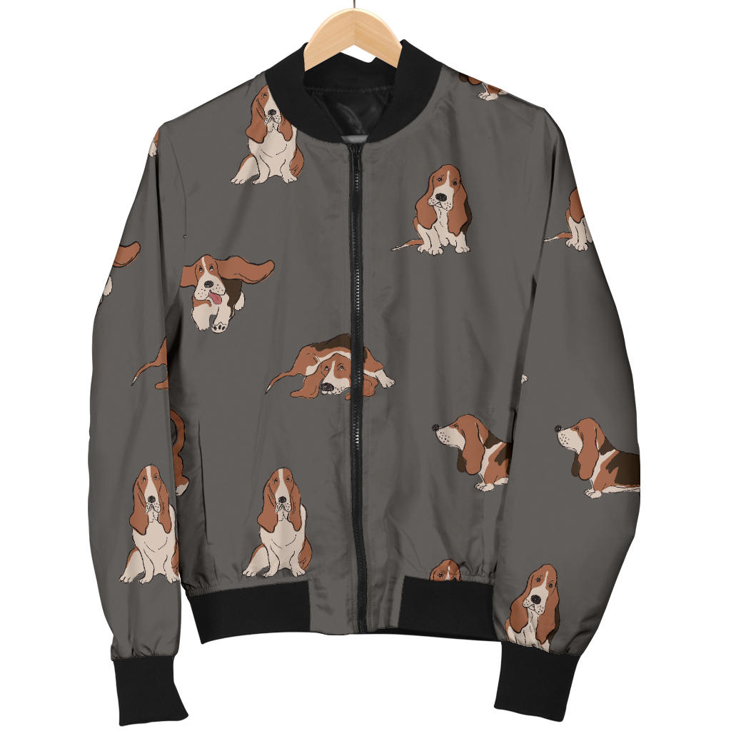 Basset Hound Pattern Print Design 03 Men Bomber Jacket