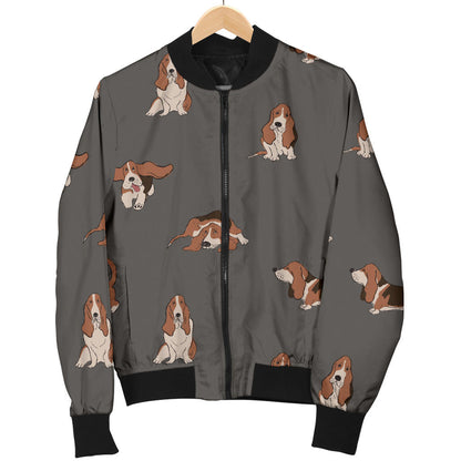 Basset Hound Pattern Print Design 03 Men Bomber Jacket