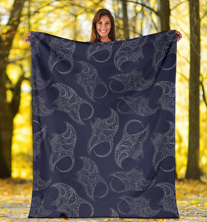 Manta Ray Pattern Print Design 01 Premium Blanket