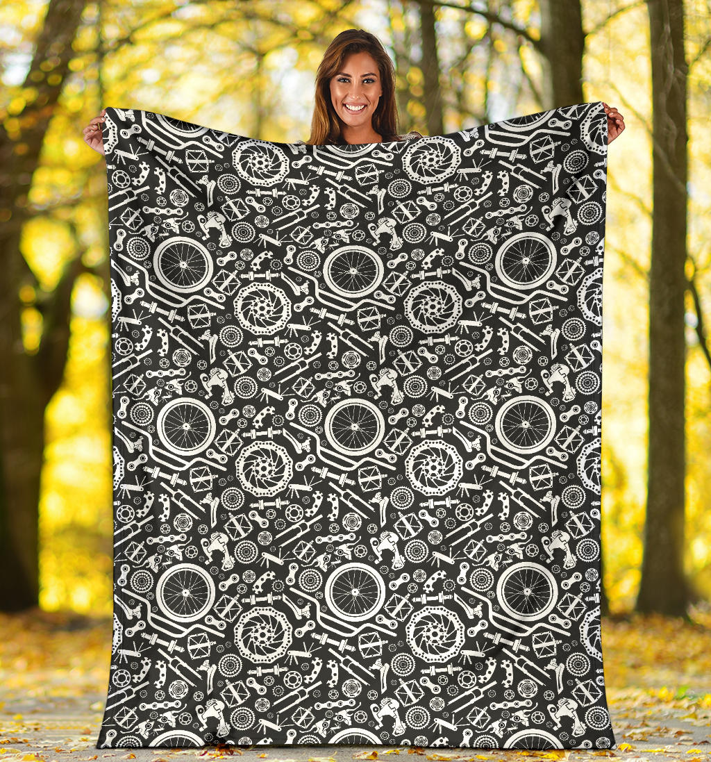 Bicycle Tools Pattern Print Design 02 Premium Blanket