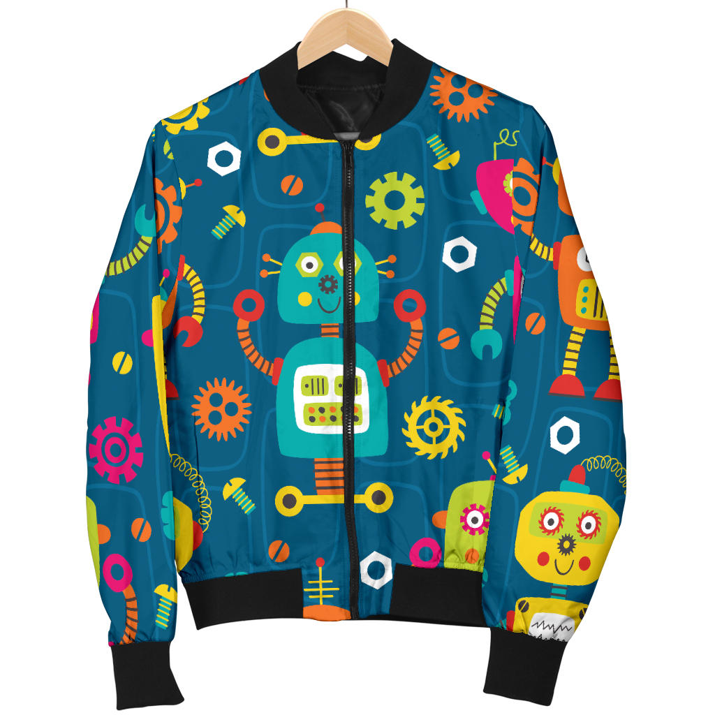 Robot Pattern Print Design A04 Men Bomber Jacket