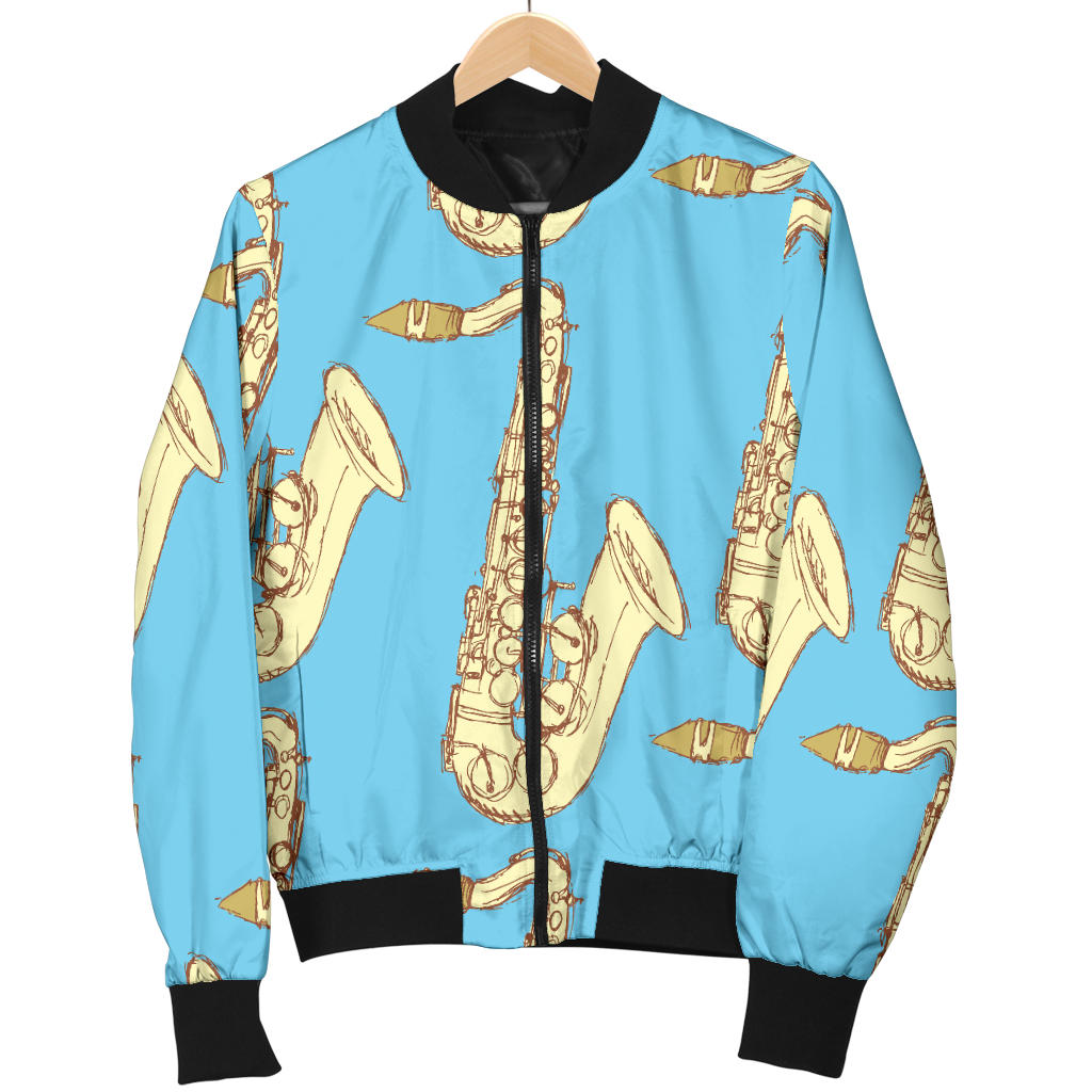 Saxophone Pattern Print Design 03 Men Bomber Jacket
