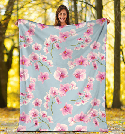 Orchid Pattern Print Design A01 Premium Blanket