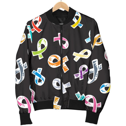 Cancer Awareness Pattern Print Design 02 Men Bomber Jacket