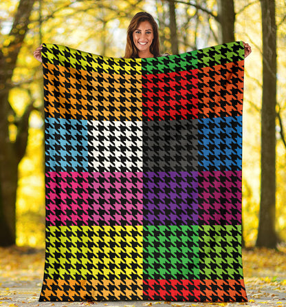 Houndstooth Colorful Pattern Print Design 01 Premium Blanket