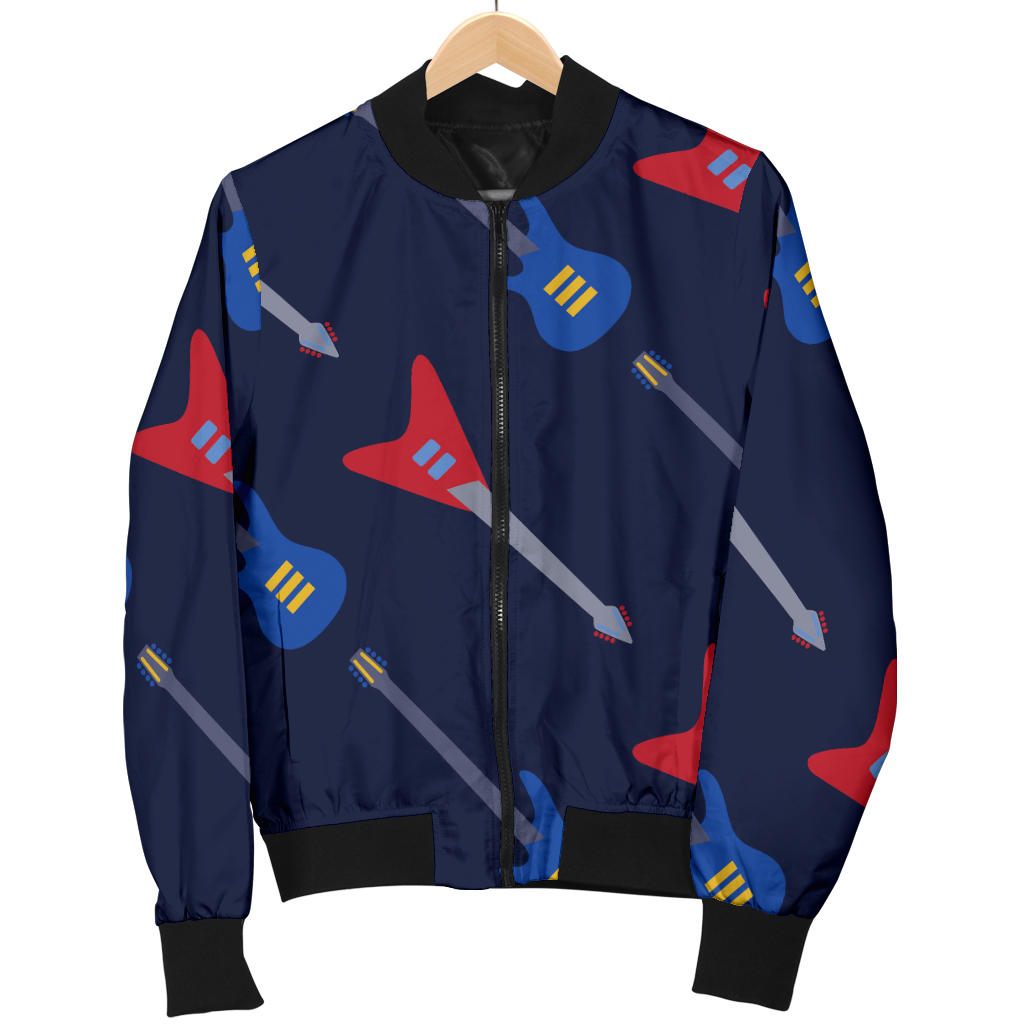 Electric Guitar Pattern Print Design 01 Men Bomber Jacket