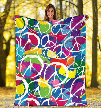 Peace Sign Colorful Pattern Print Design A02 Premium Blanket