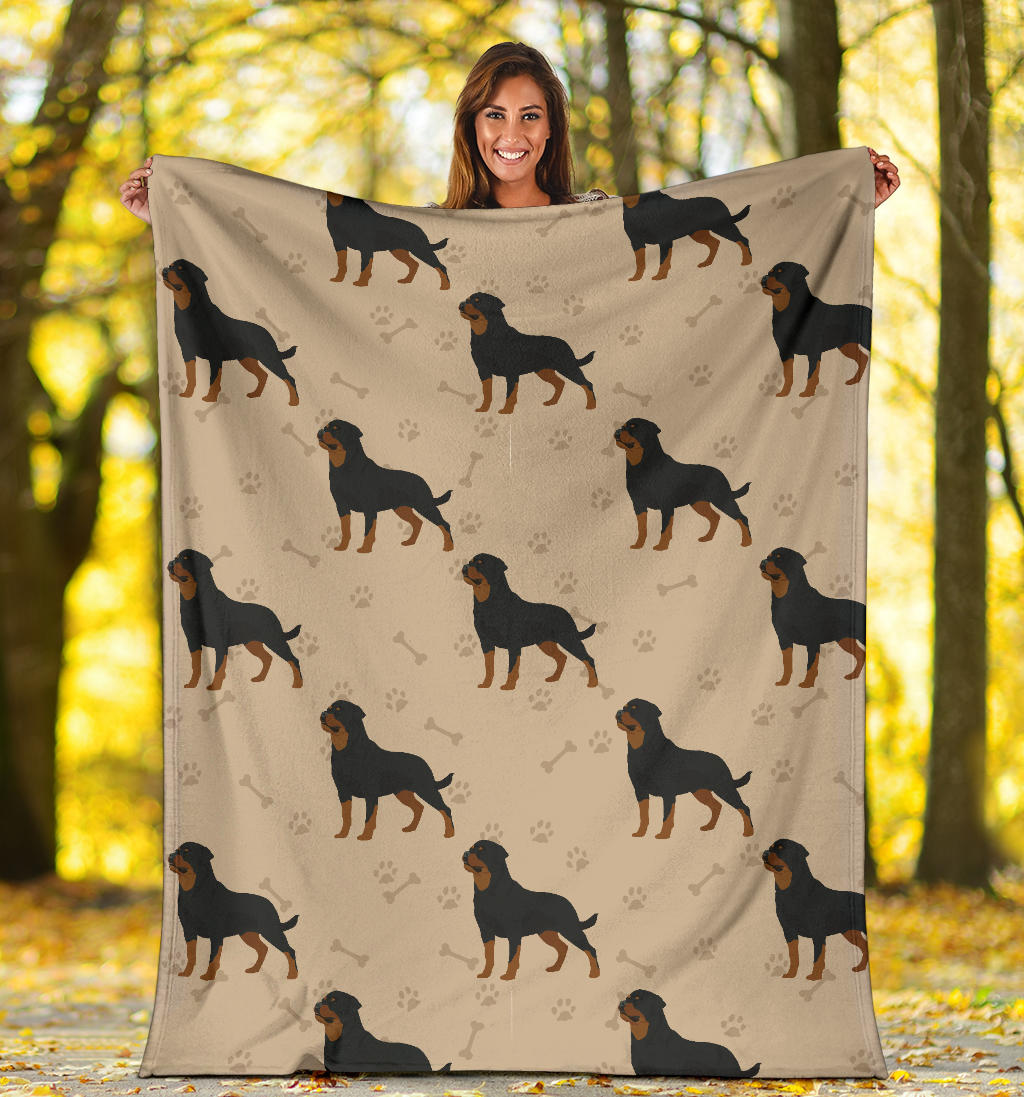 Rottweiler Pattern Print Design A01 Premium Blanket