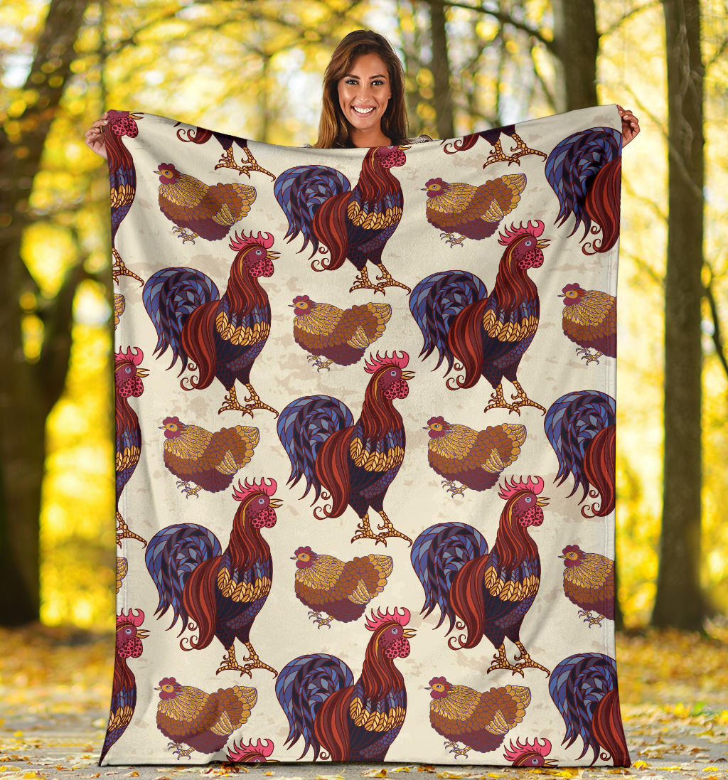 Rooster Pattern Print Design A03 Premium Blanket