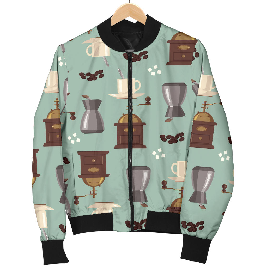 Coffee Pattern Print Design 04 Men Bomber Jacket