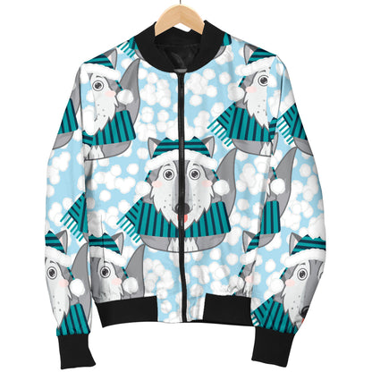 Alaskan Malamute Pattern Print Design 01 Men Bomber Jacket