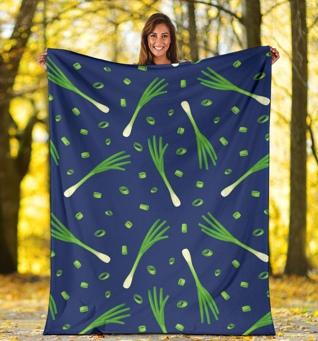 Leek Pattern Print Design 02 Premium Blanket