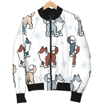 Alaskan Malamute Pattern Print Design 02 Men Bomber Jacket
