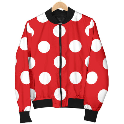 Polka Dot Red Pattern Print Design 04 Men Bomber Jacket