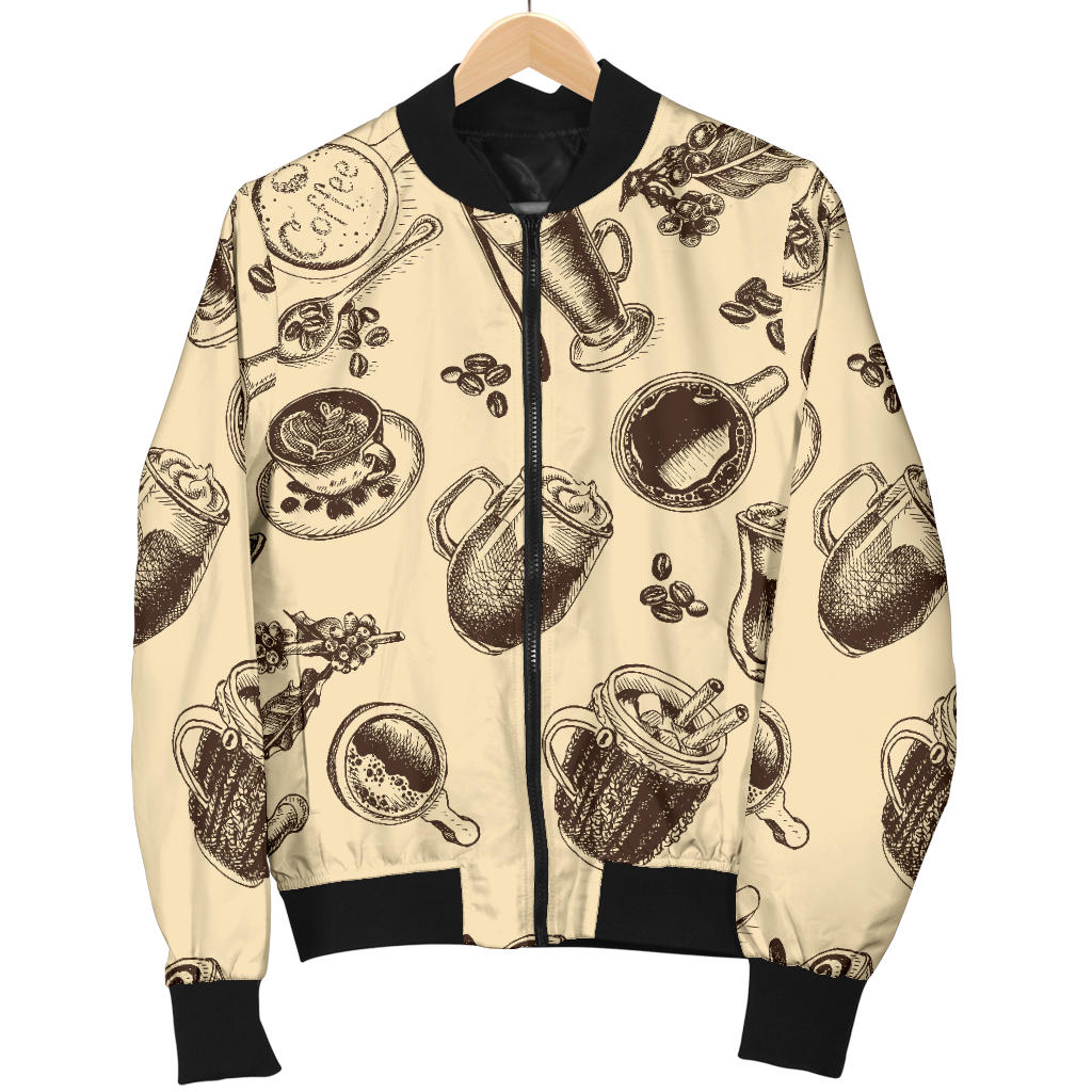 Coffee Pattern Print Design 05 Men Bomber Jacket