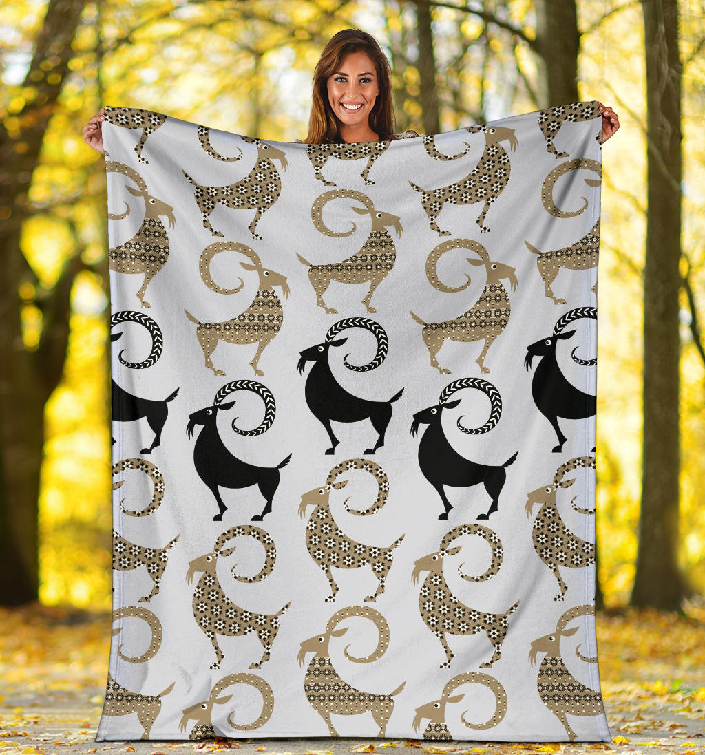 Goat Pattern Print Design 03 Premium Blanket