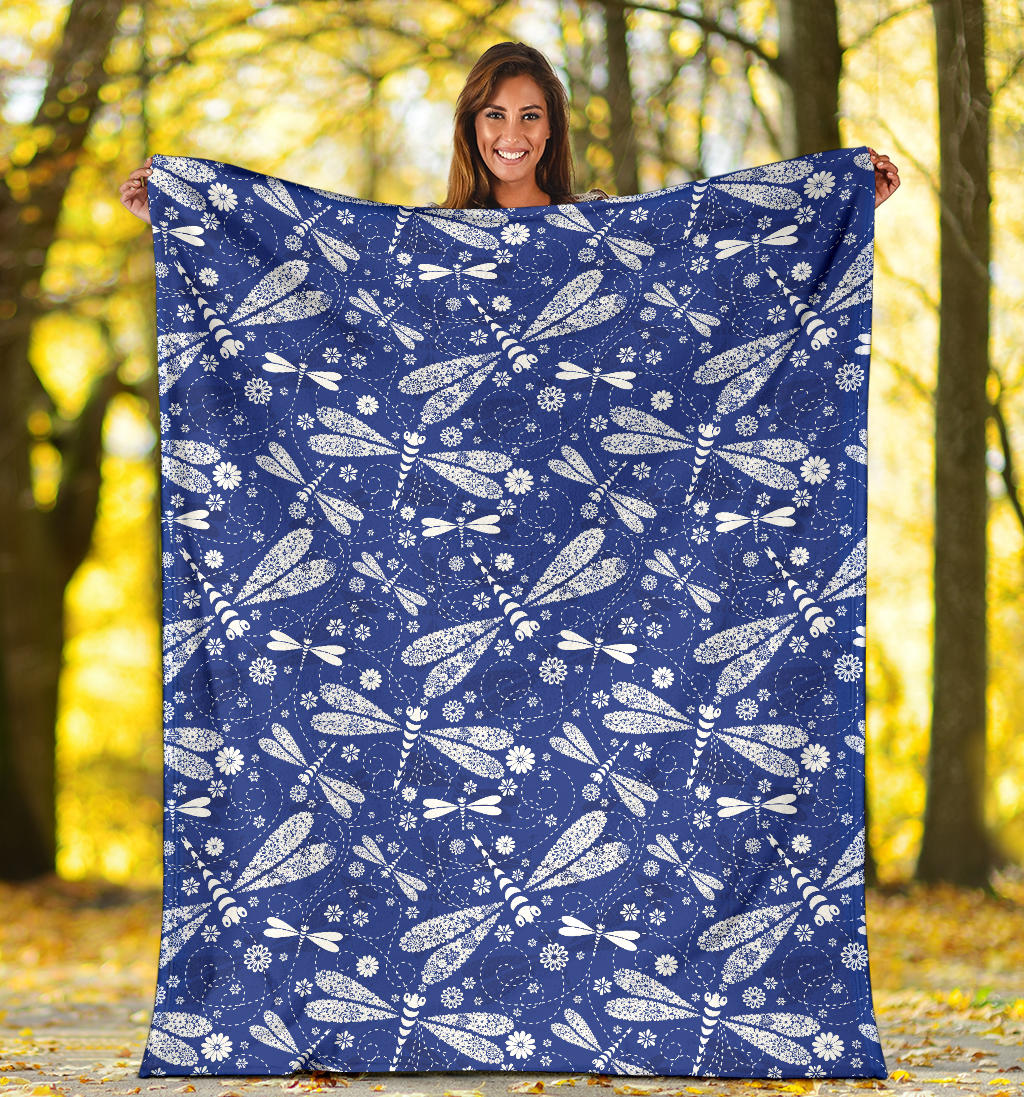 Dragonfly Pattern Print Design 03 Premium Blanket