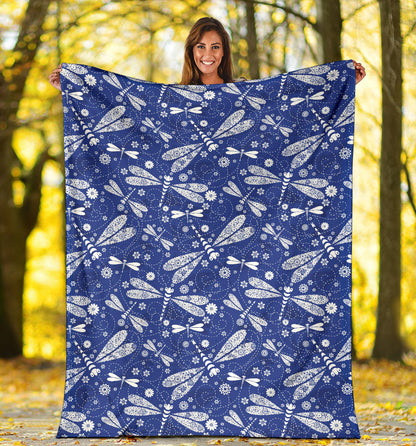 Dragonfly Pattern Print Design 03 Premium Blanket