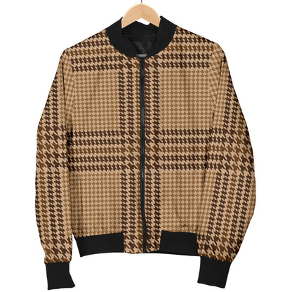 Houndstooth Brown Pattern Print Design 04 Men Bomber Jacket