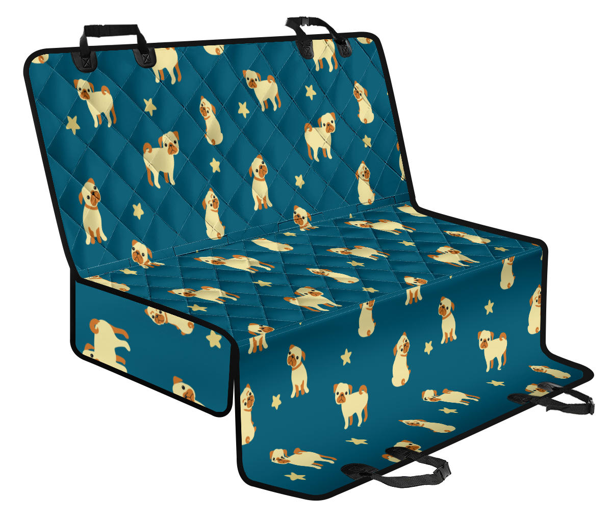 Pug Pattern Print Design A06 Rear Dog Car Seat Cover Hammock