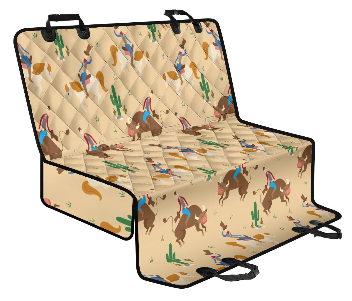 Rodeo Pattern Print Design A02 Rear Dog Car Seat Cover Hammock