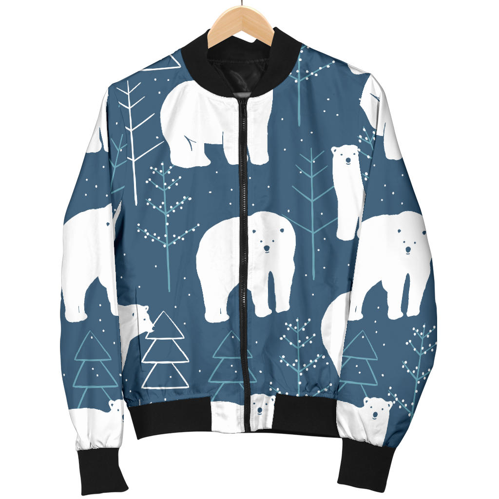 Polar Bear Pattern Print Design A01 Men Bomber Jacket