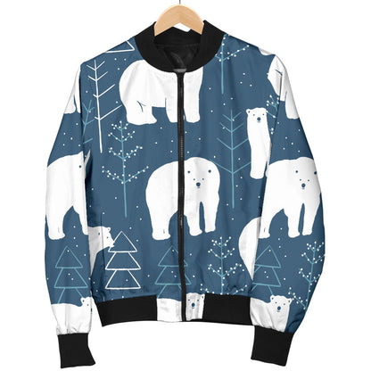 Polar Bear Pattern Print Design A01 Men Bomber Jacket