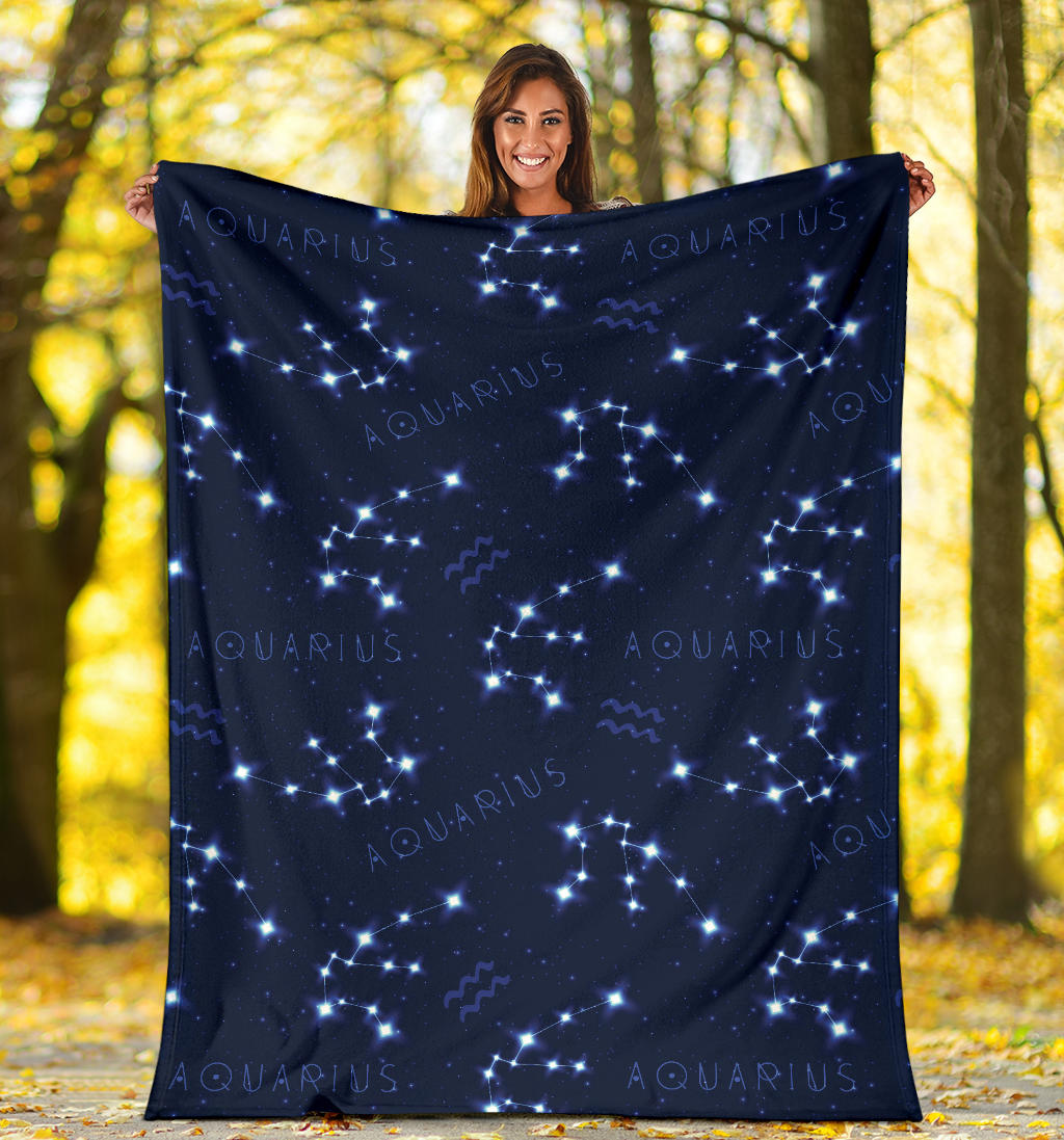 Aquarius Zodiac Pattern Print Design 02 Premium Blanket