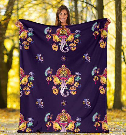Ganesha Pattern Print Design 04 Premium Blanket