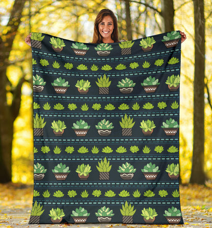 Cactus Pattern Print Design 07 Premium Blanket