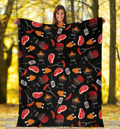 Barbecue Pattern Print Design 04 Premium Blanket