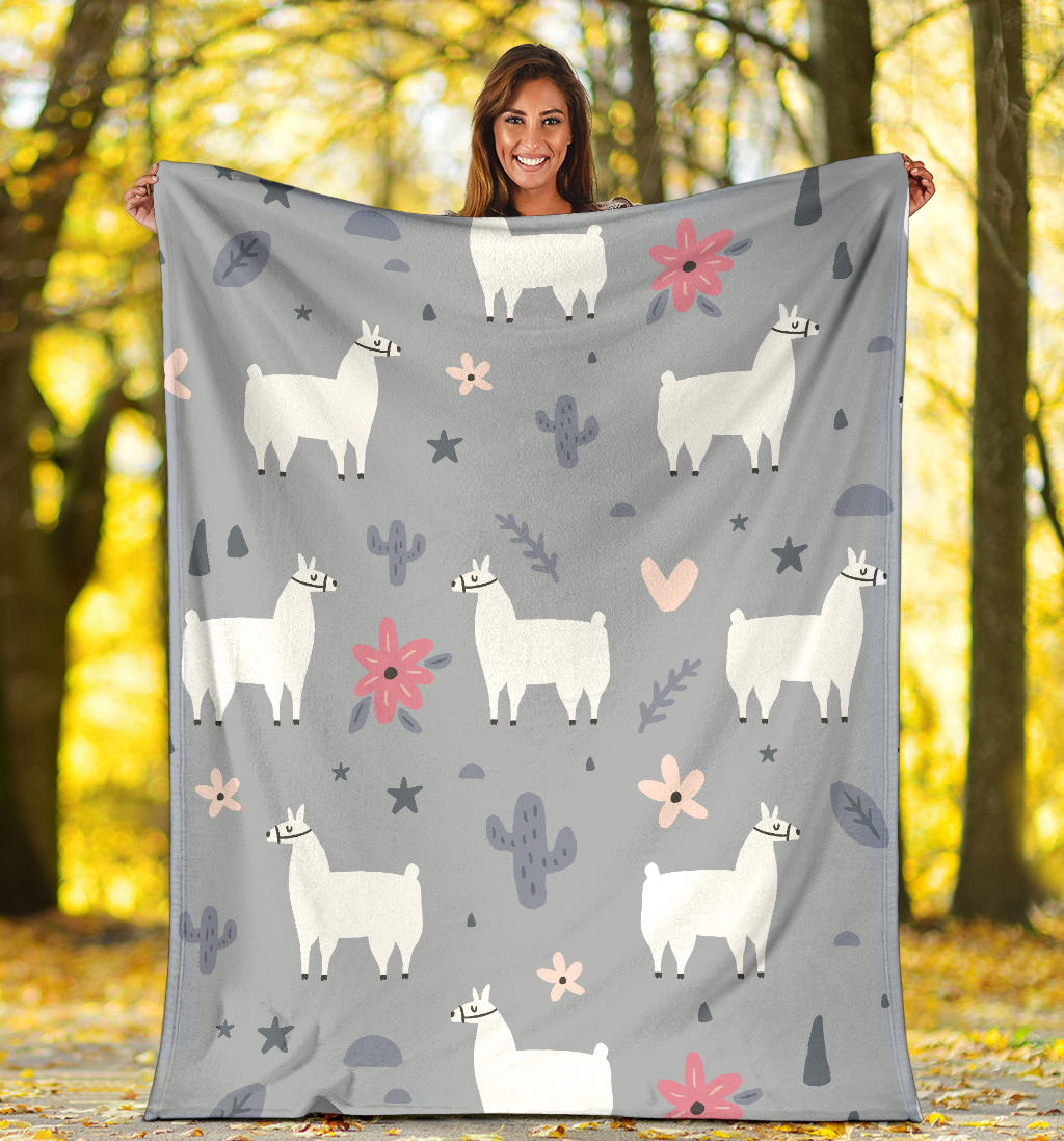 Llama Pattern Print Design 010 Premium Blanket
