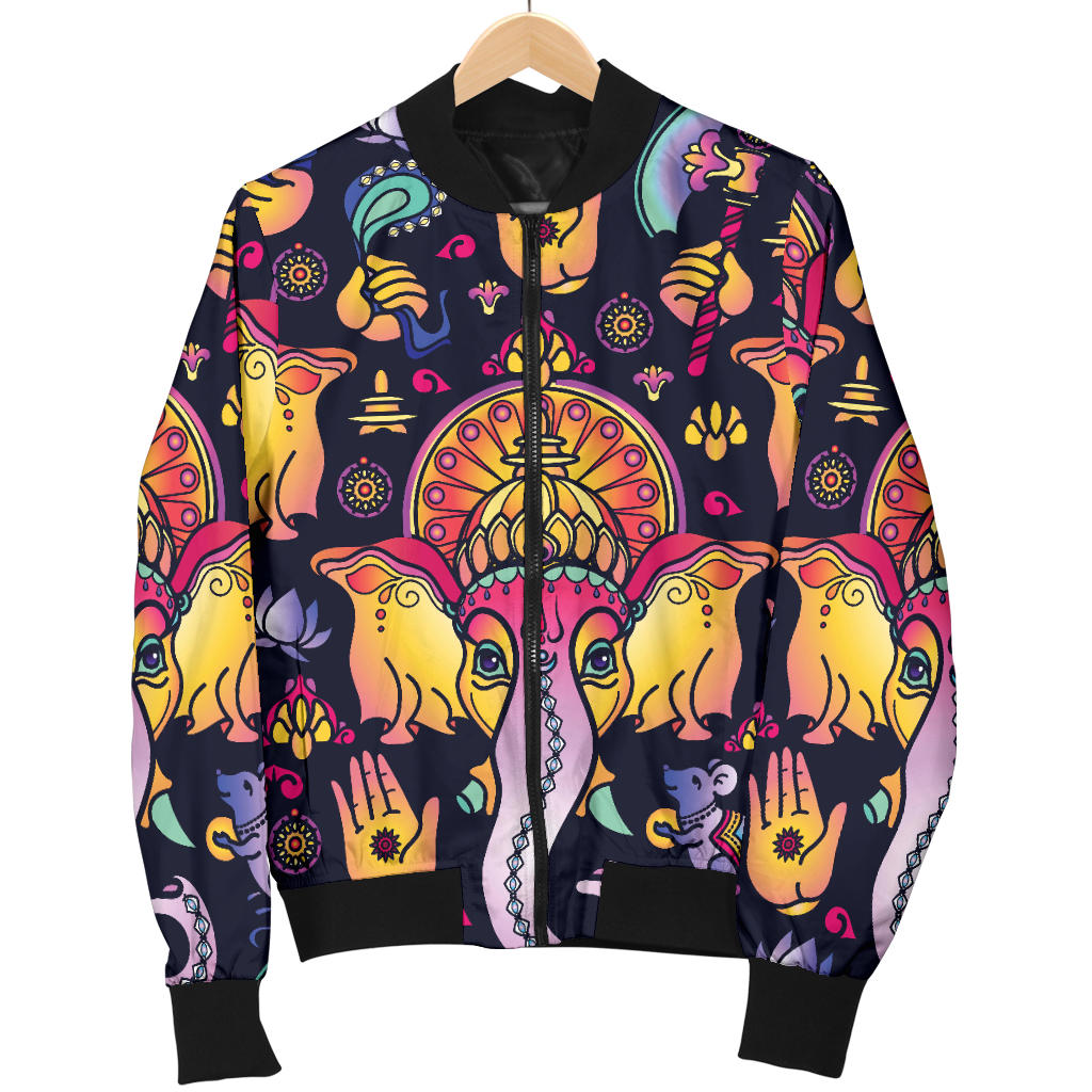 Ganesha Indian Pattern Print Design 03 Men Bomber Jacket