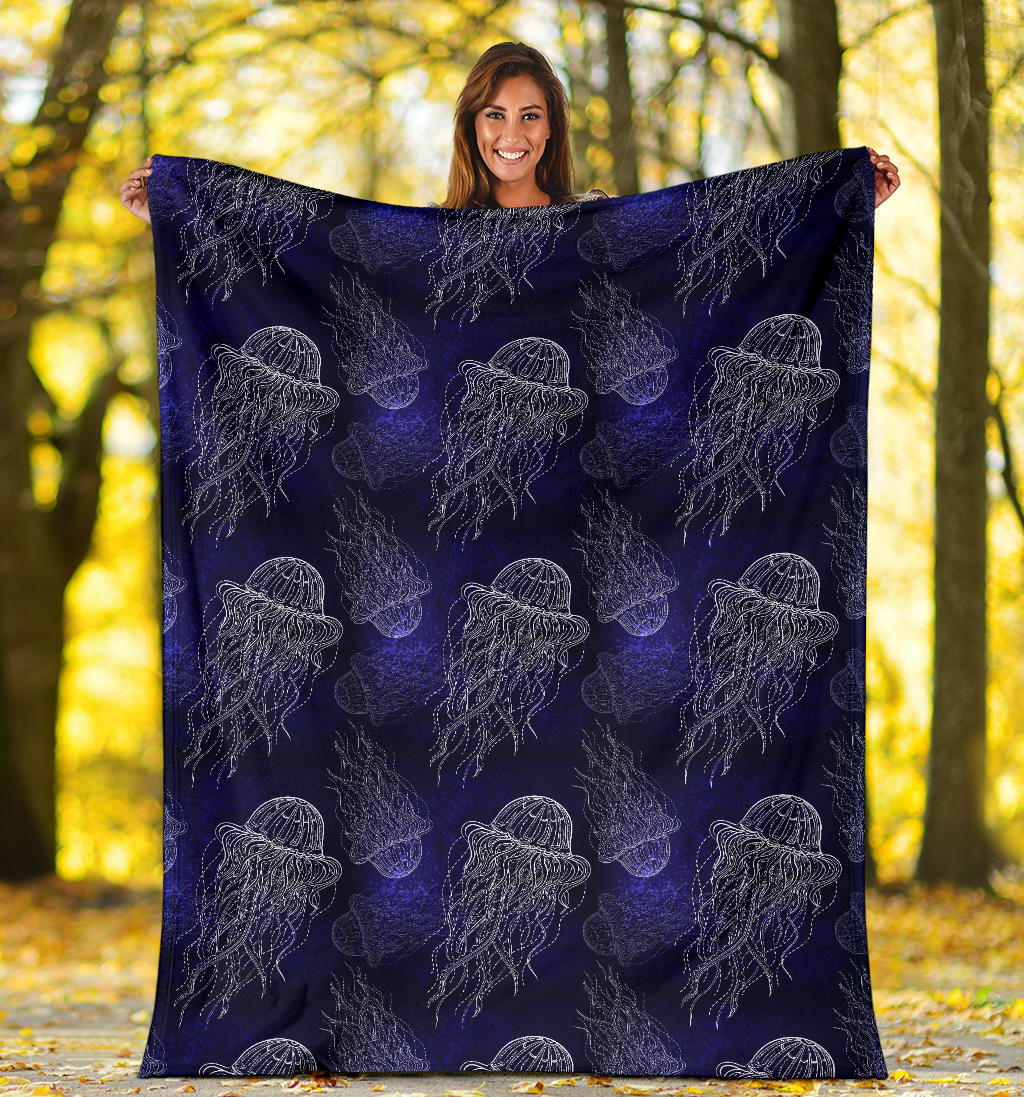 Jellyfish Pattern Print Design 02 Premium Blanket